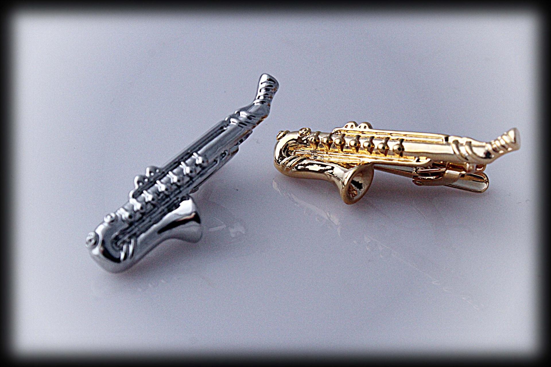 Saxophone Tie Bar Silver