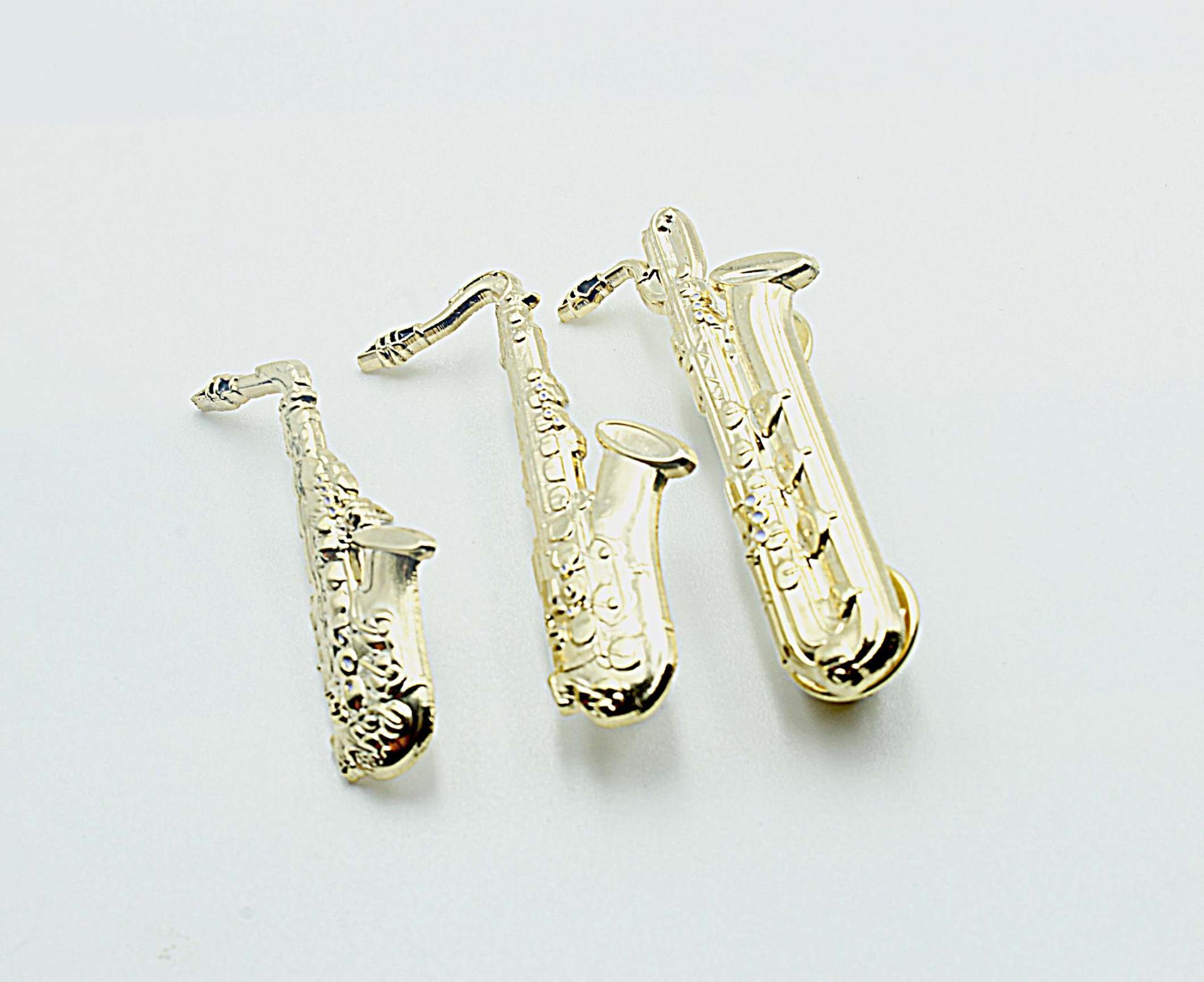 Saxophone Pin Badges - 3D Detailed Design - Alto, Tenor & Baritone