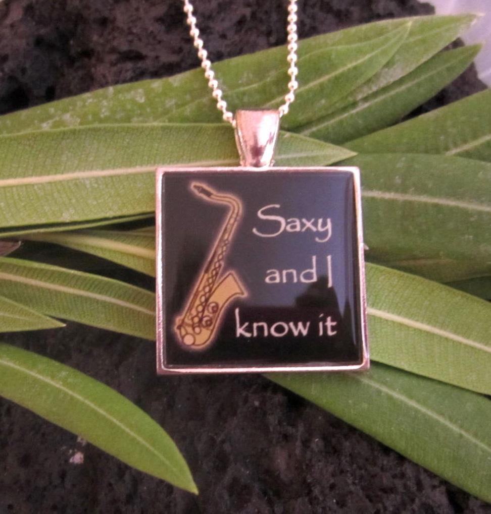 Saxy & I Know It - Funky Black Resin PendantSaxy & I Know It - Funky Black Resin