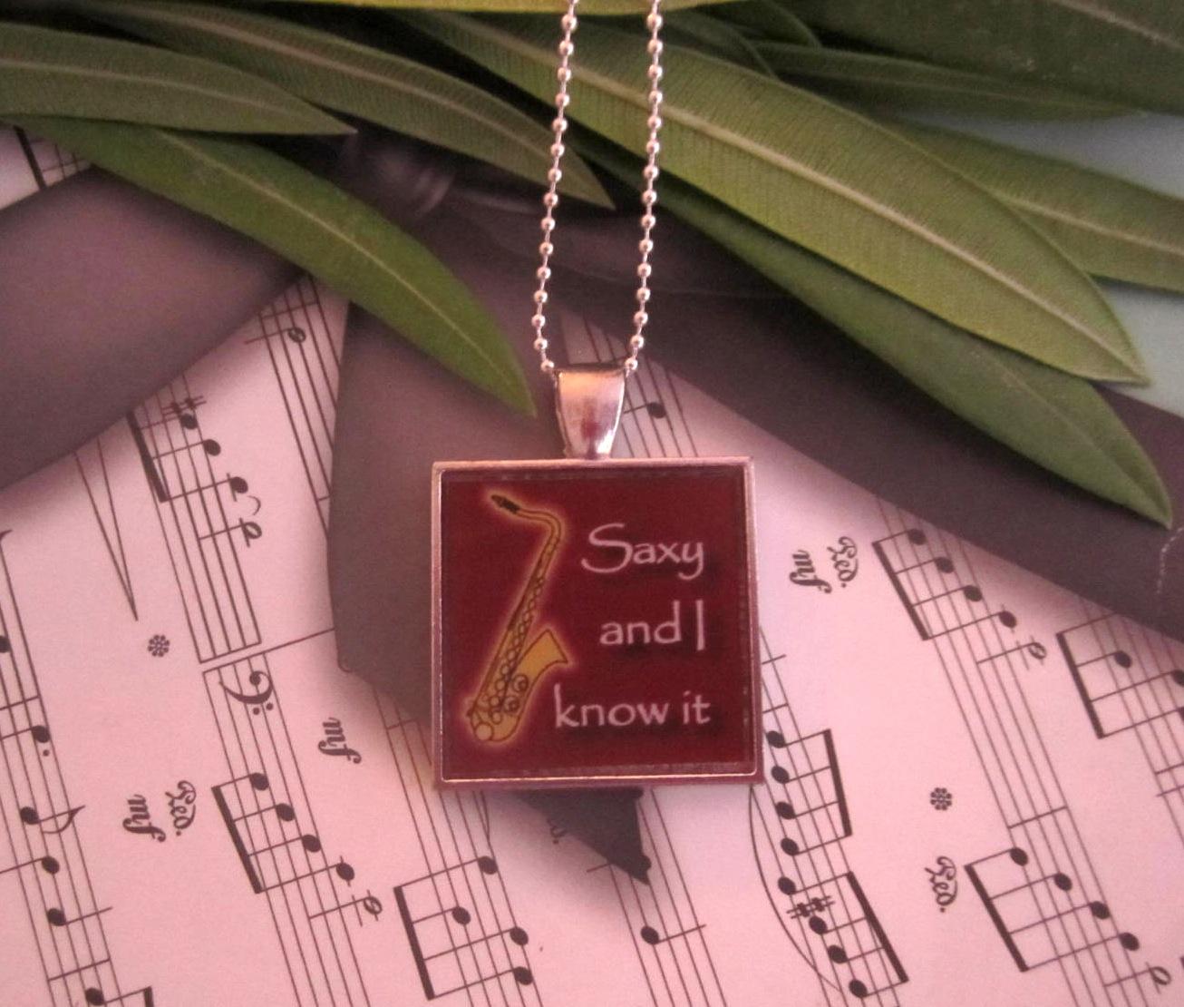 Saxy & I Know It - Funky Red Resin Pendant