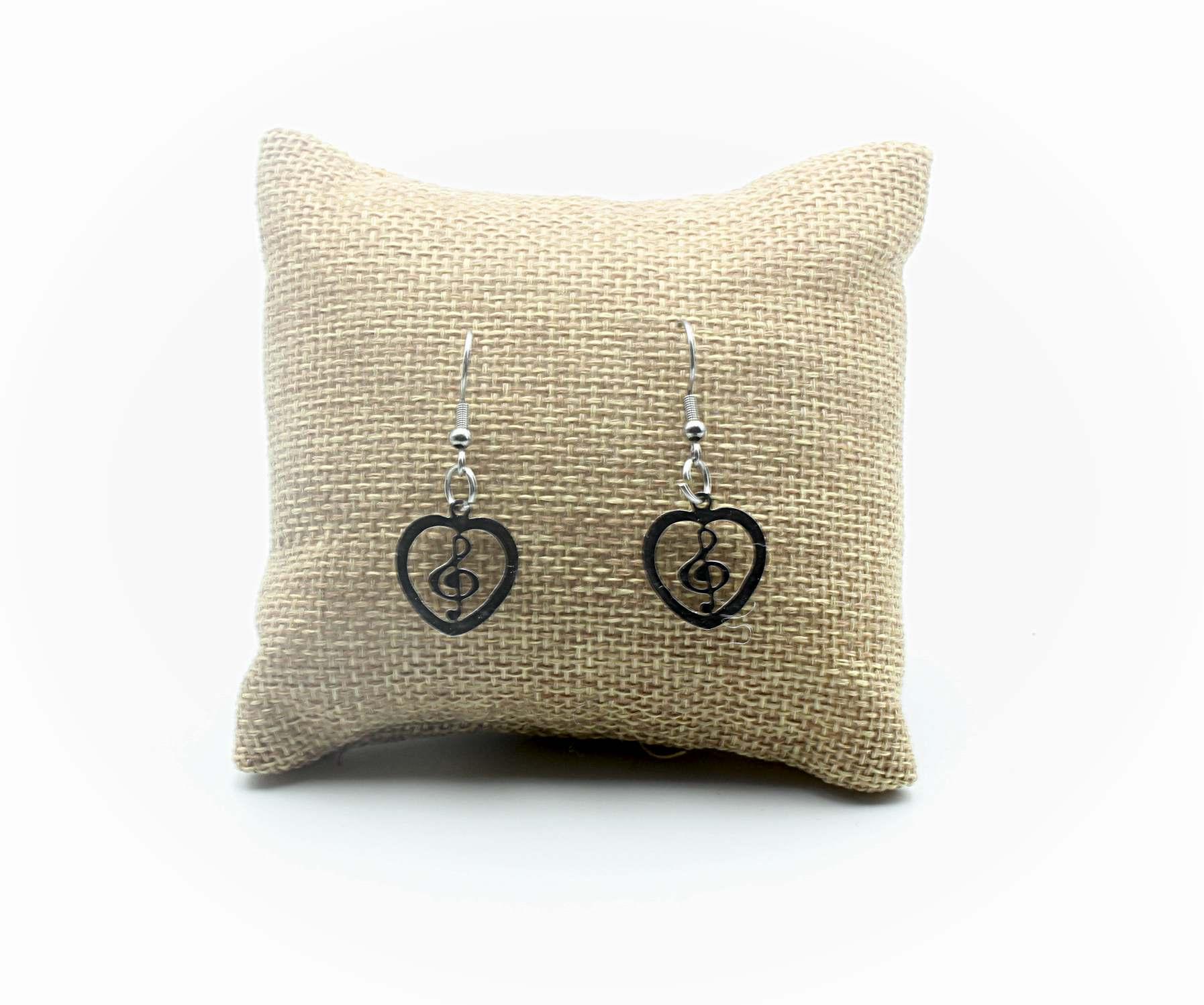 Treble Clef Heart Earrings