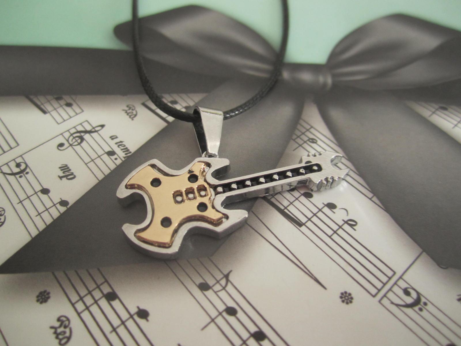 Silver/bronze 2 tone Guitar Pendant - Rock Style