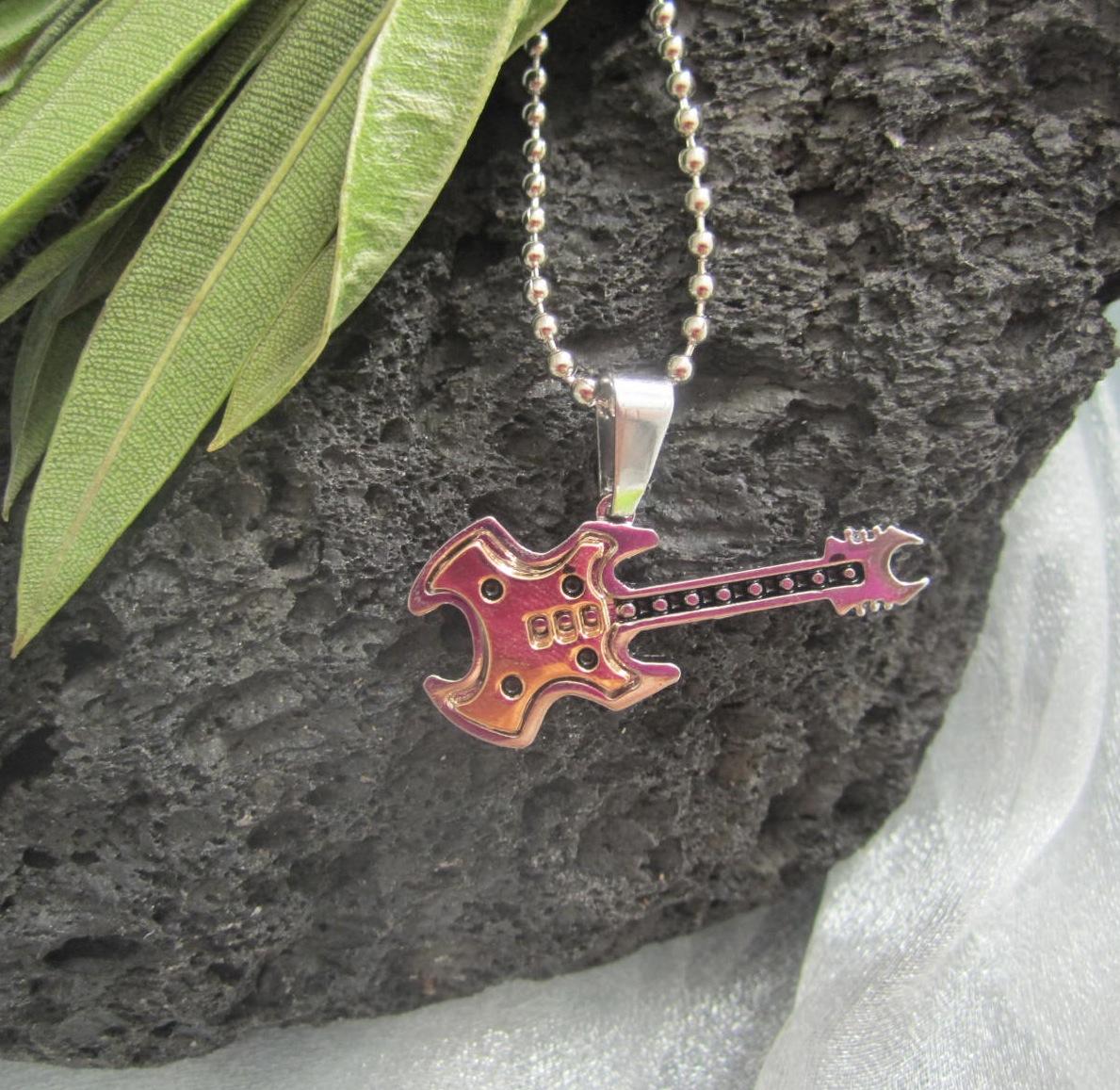 Silver/bronze 2 tone Guitar Pendant - Rock Style