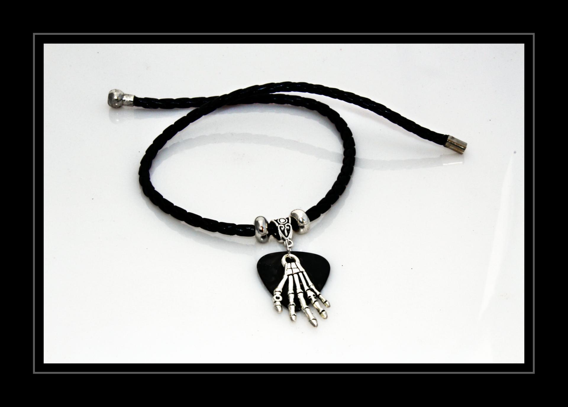 Skeleton Hand Guitar Pick Choker Necklace