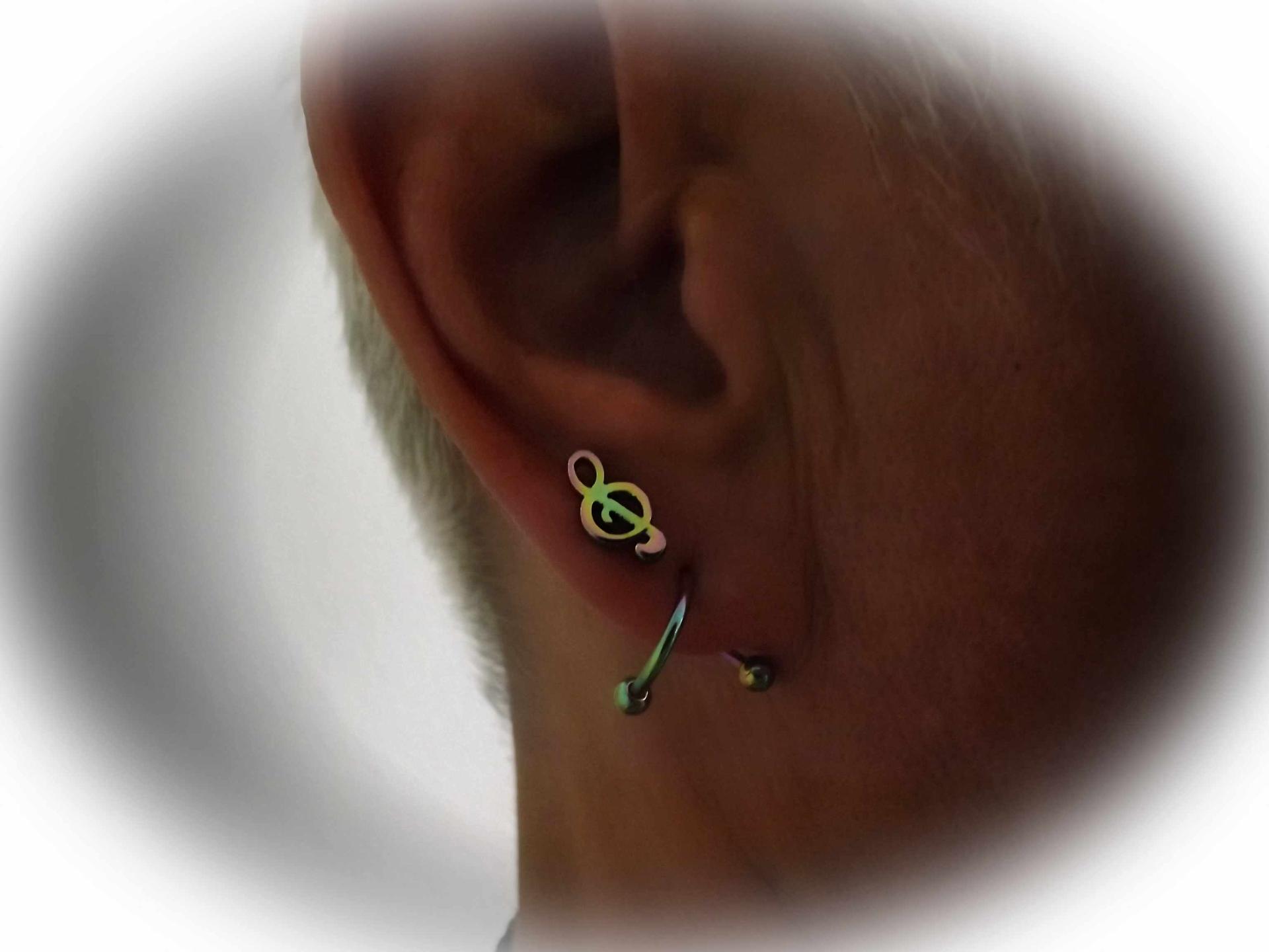 Treble Clef Music Note Tragus/Helix Cartilage Ear Ring Piercing Stud