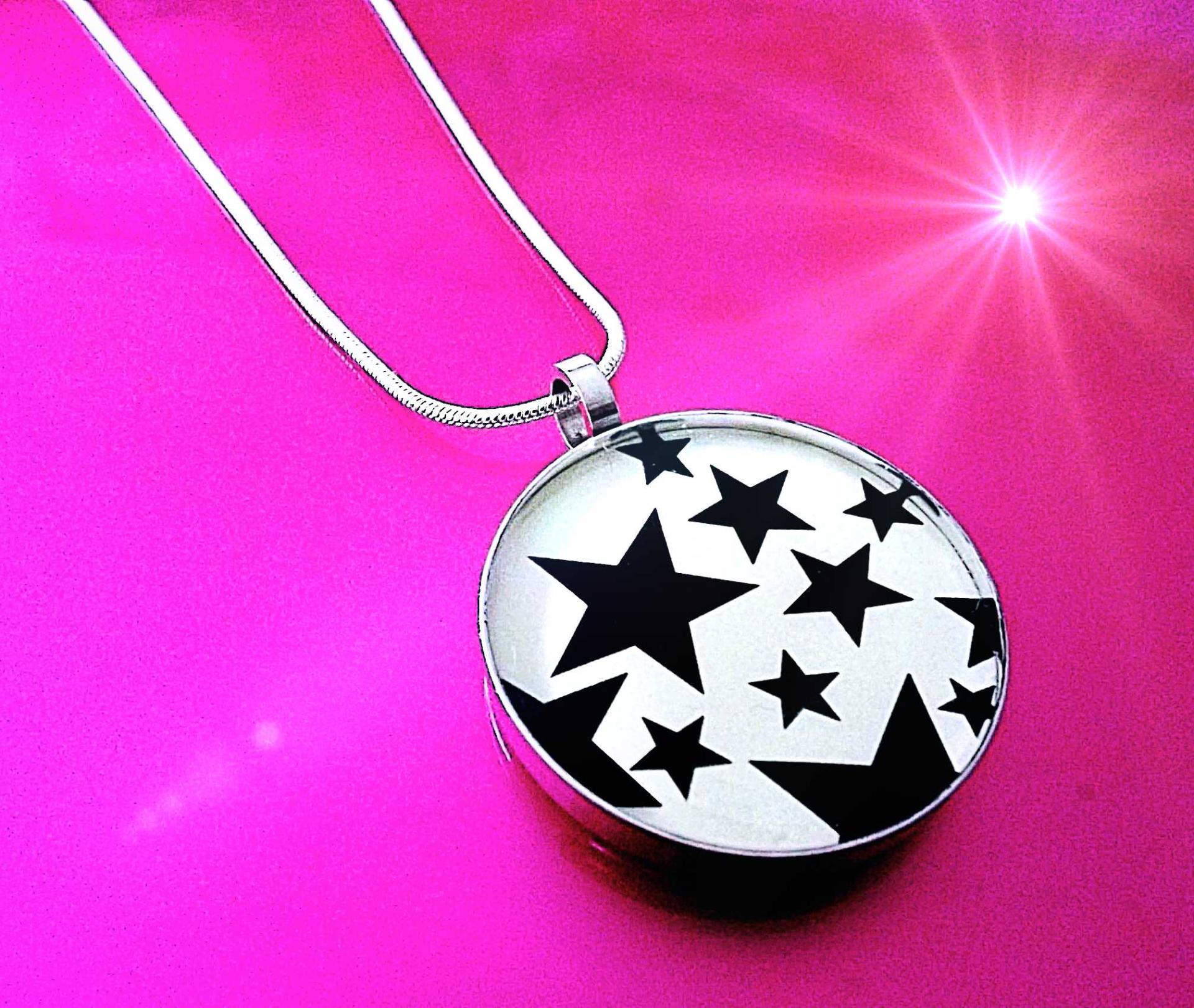 Stars Stainless Steel Black and White Pendant - Customisable