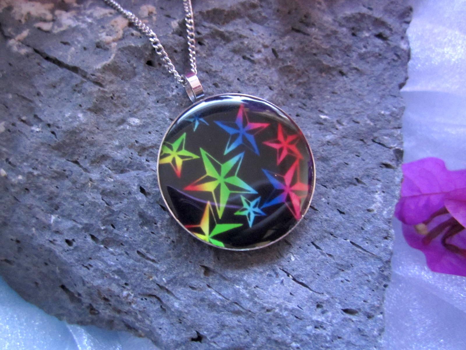 "Stars"  Stainless Steel Circle Pendant