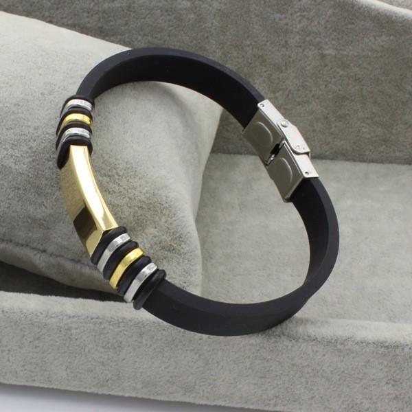 Titanium Steel Bracelet with Gold, Silver and Black Styling