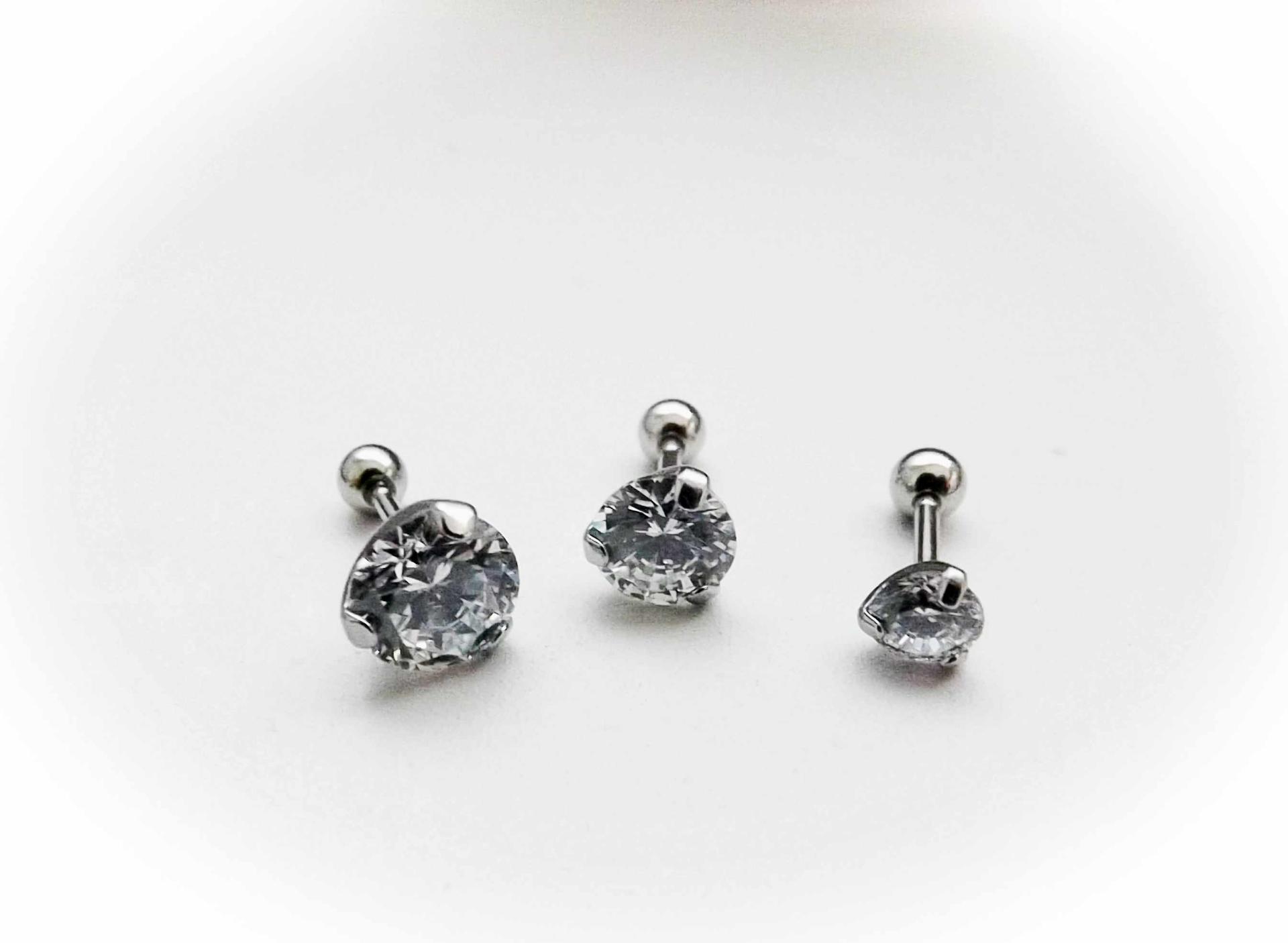 Tragus Surgical Steel Crystal Earrings