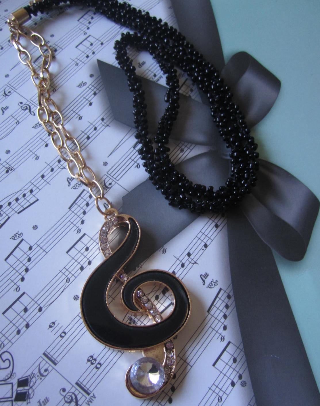 Bling Treble Clef- 2 colour Fashion Necklace