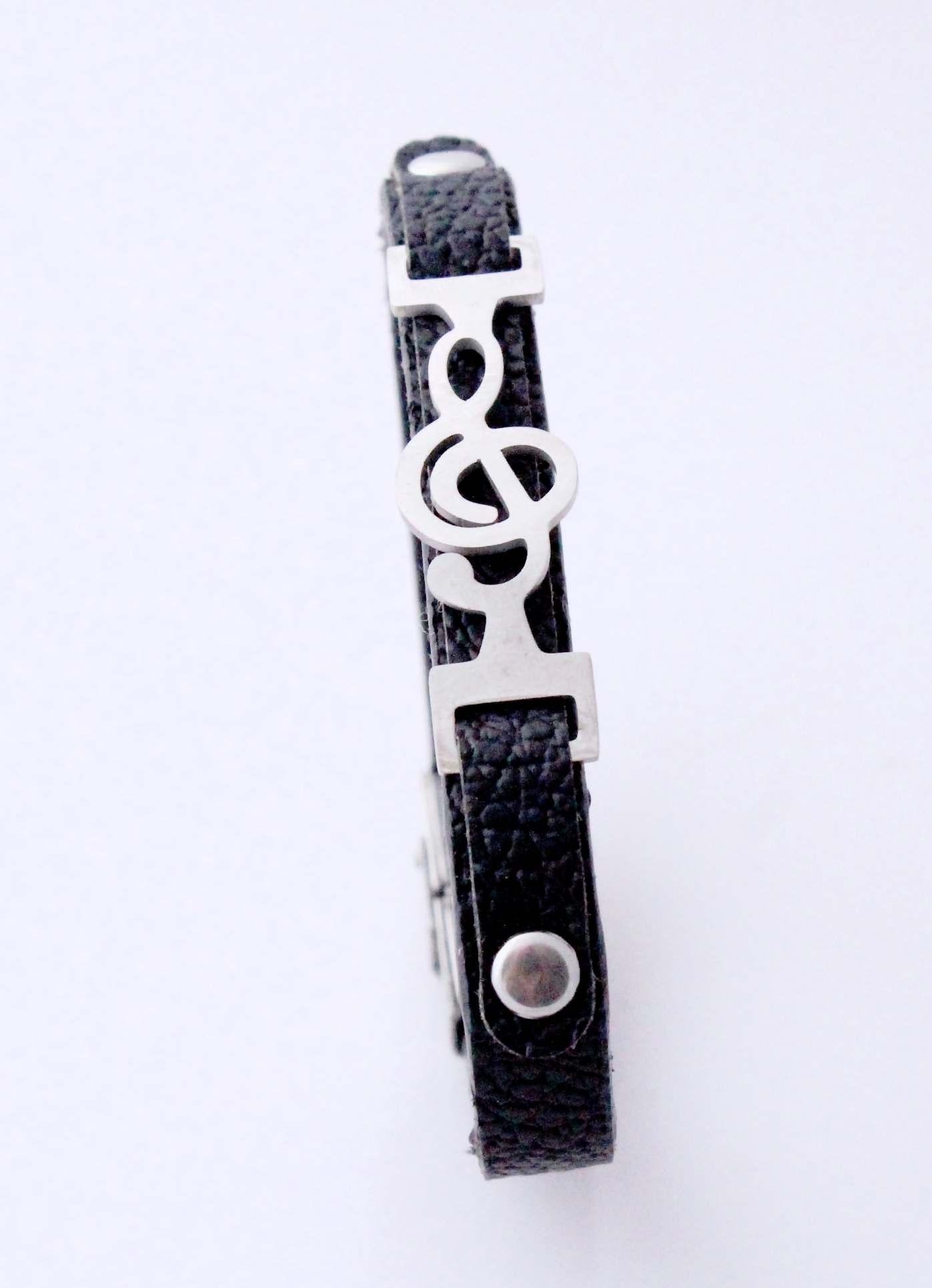 Treble Clef Connector Leather Bracelet