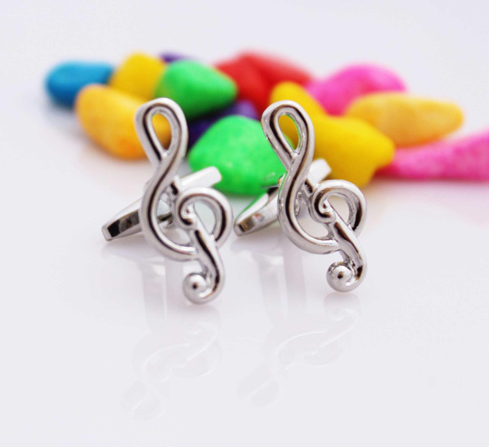 Music Note - Treble Clef Cufflinks - Stainless Steel