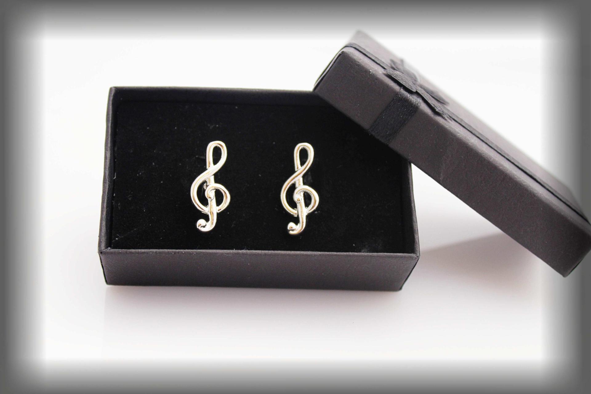 Music Note - Treble Clef Cufflinks - Stainless Steel