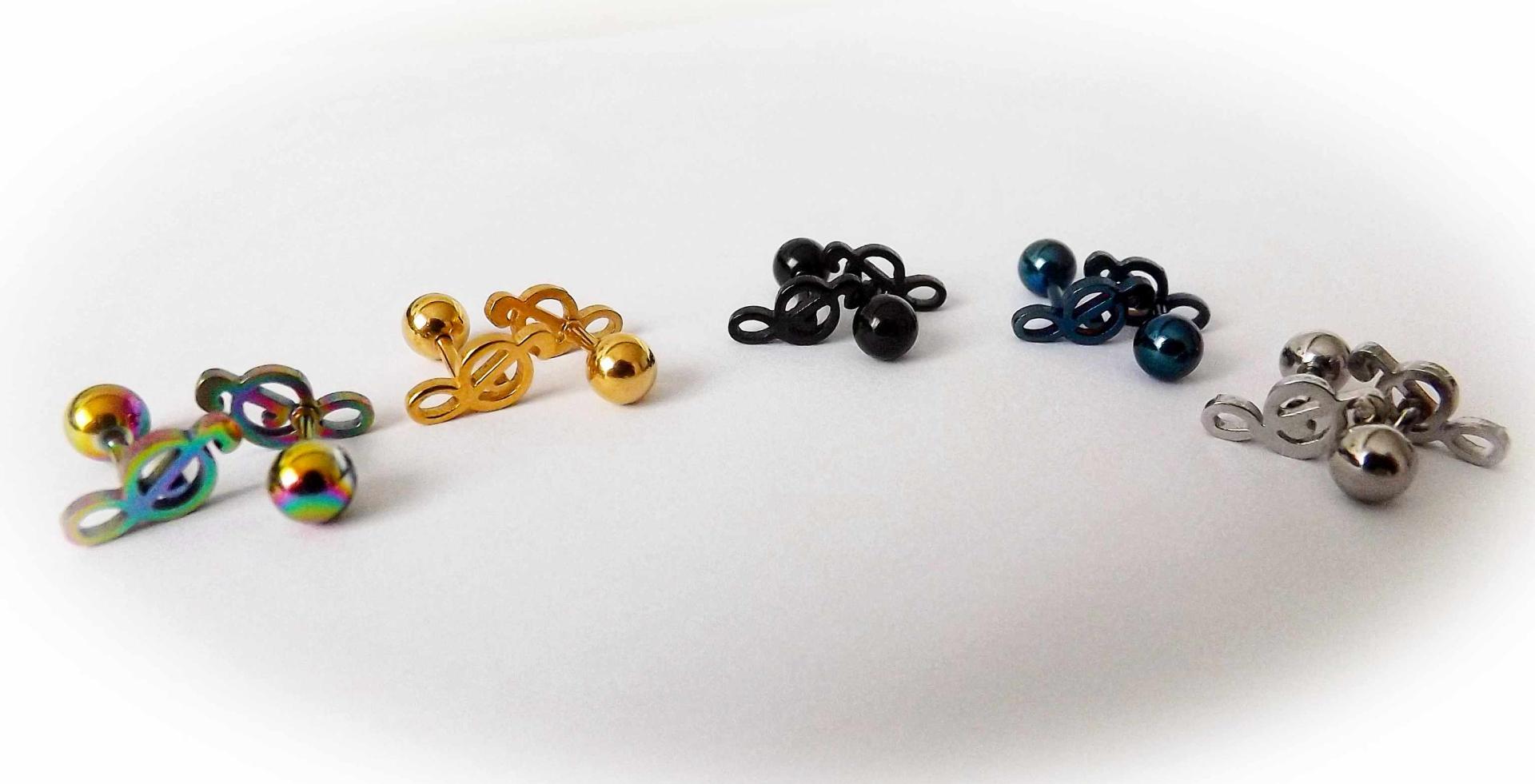 Treble Clef Music Note Tragus/Helix Cartilage Ear Ring Piercing Stud