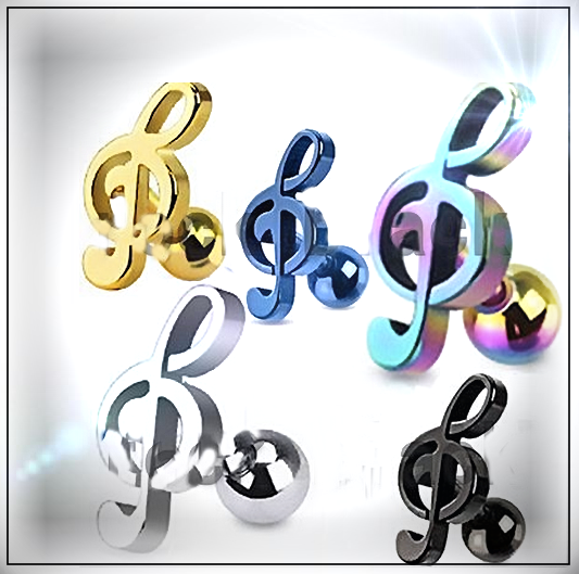 Treble Clef Music Note Tragus/Helix Cartilage Ear Ring Piercing Stud