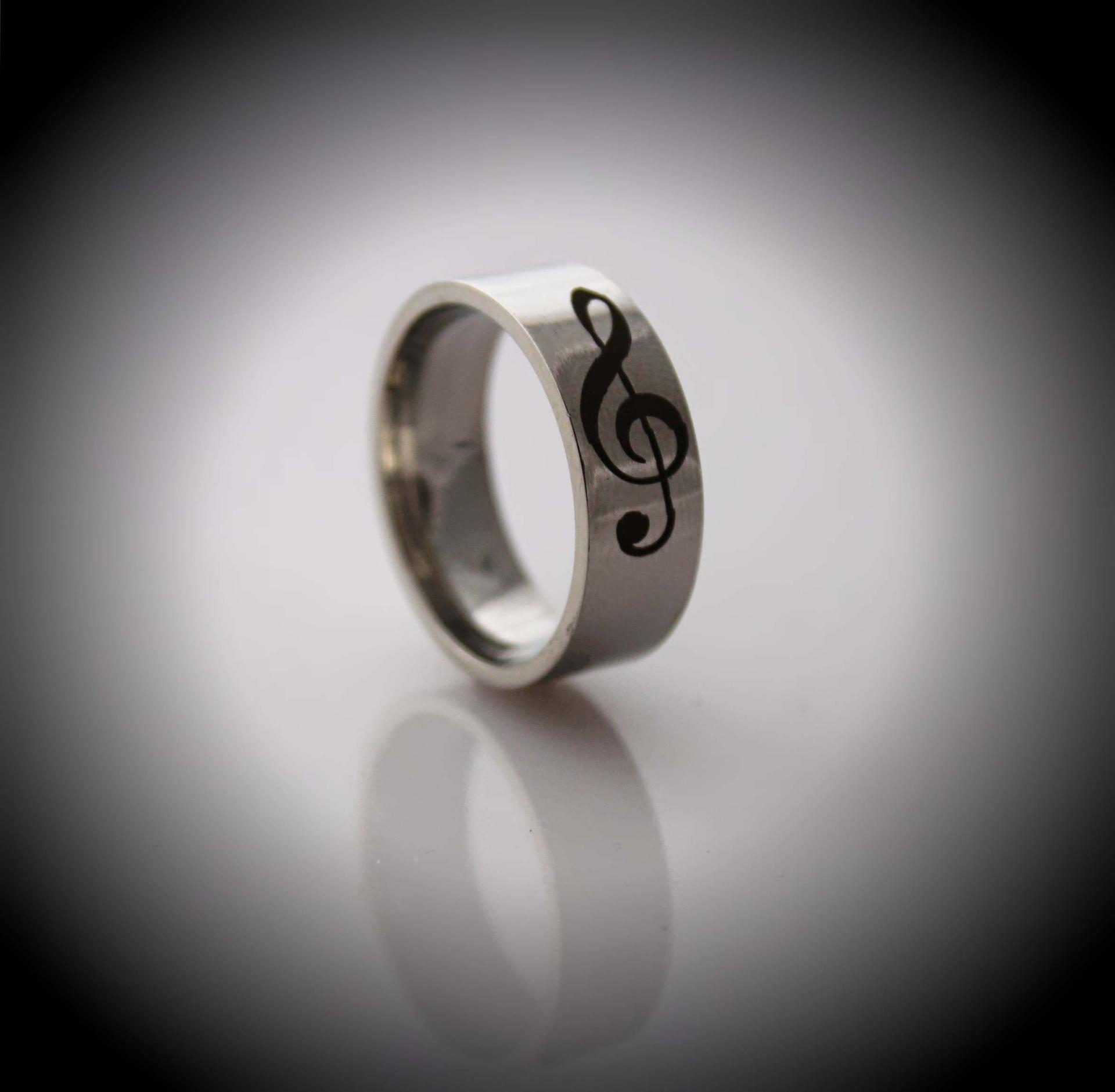 Bass and Treble Clef Stainless Steel Ring