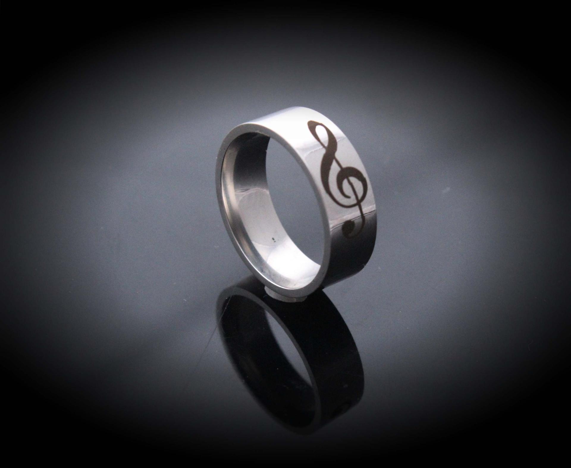 Bass and Treble Clef Stainless Steel Ring