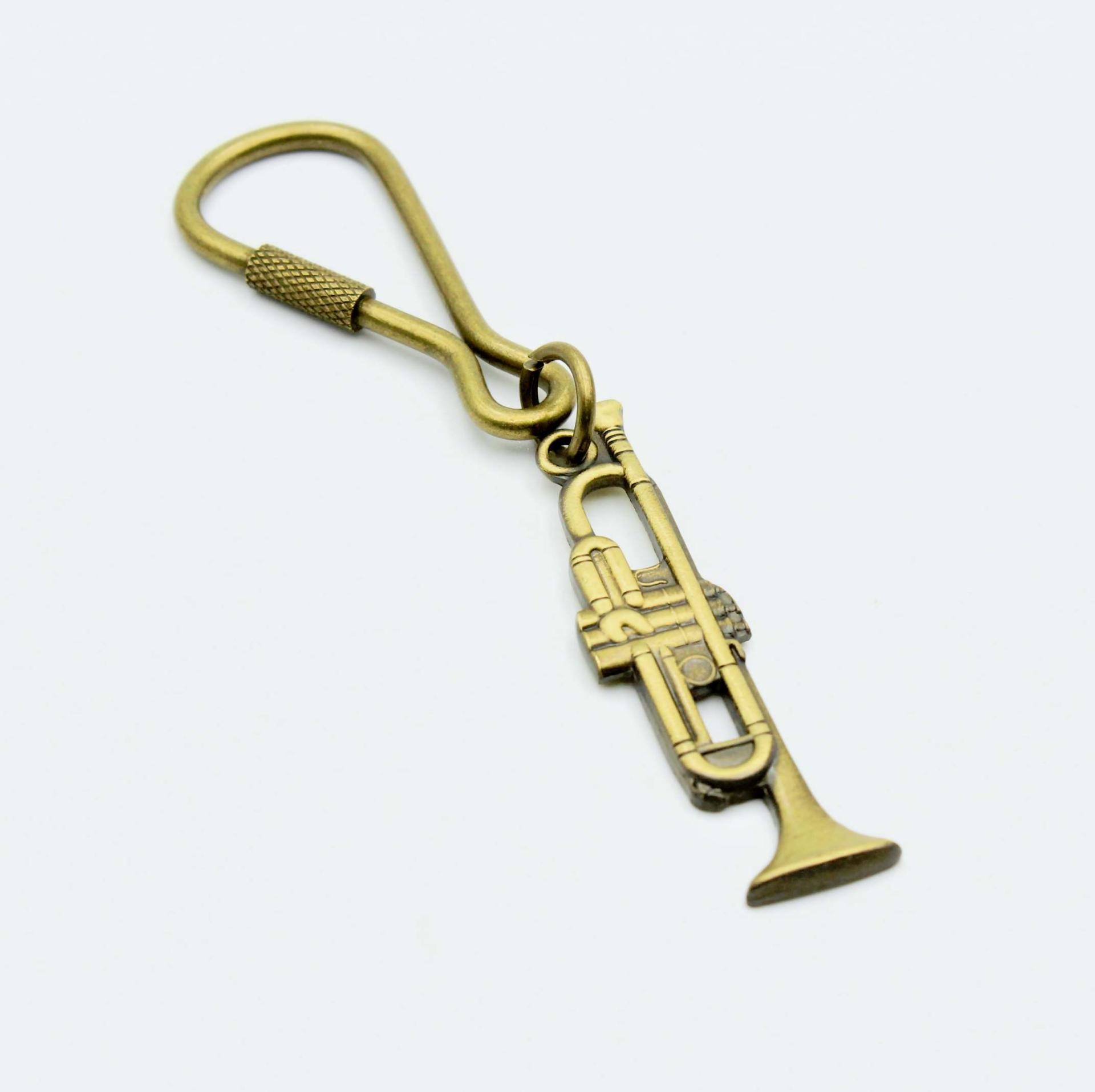 Trumpet Keychain Antique Gold