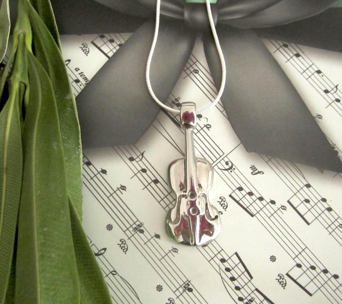 Viola/Double Bass Pendant in Stainless Steel