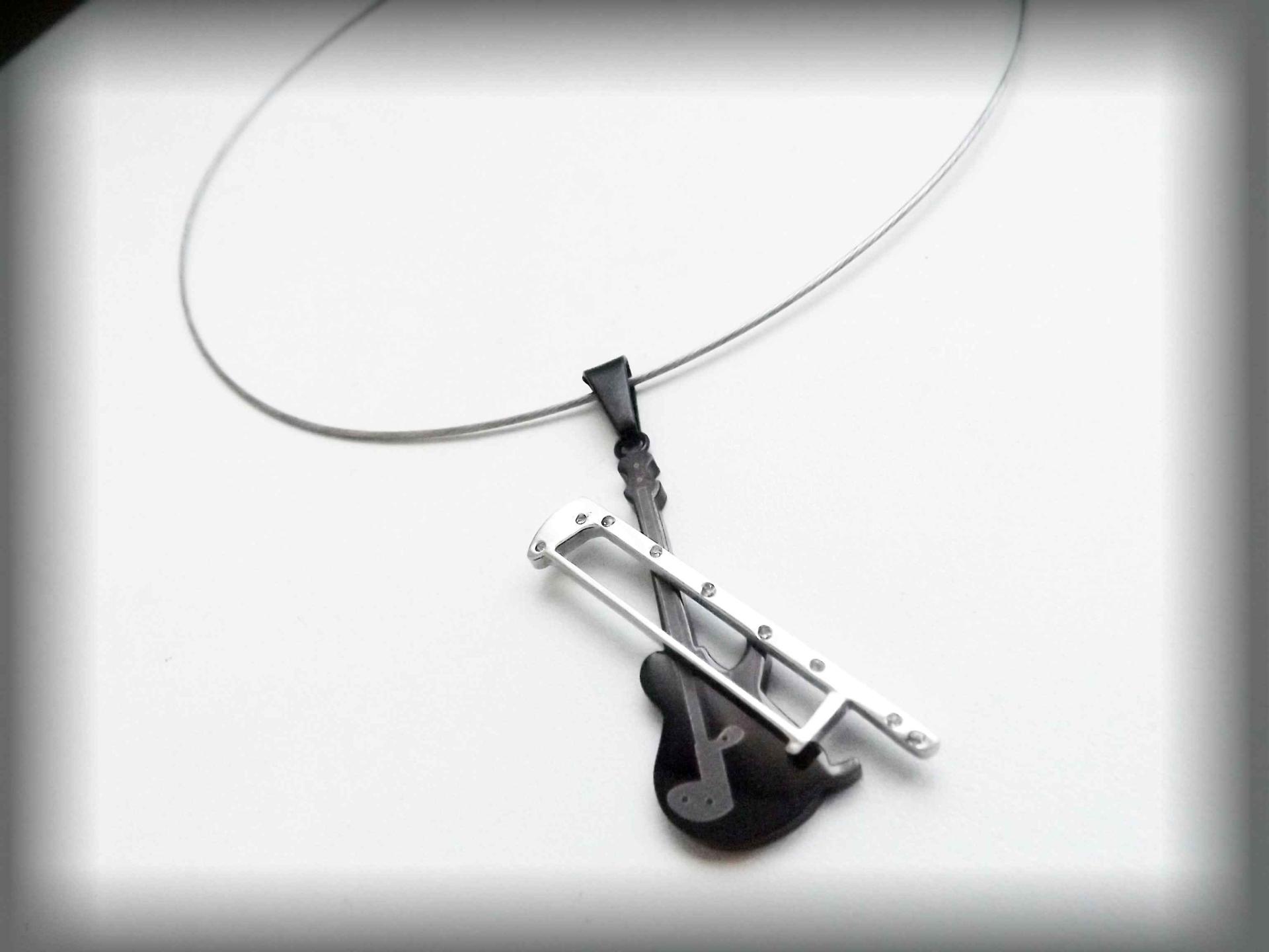 Violin Pendant. 2 tone Stainless Steel