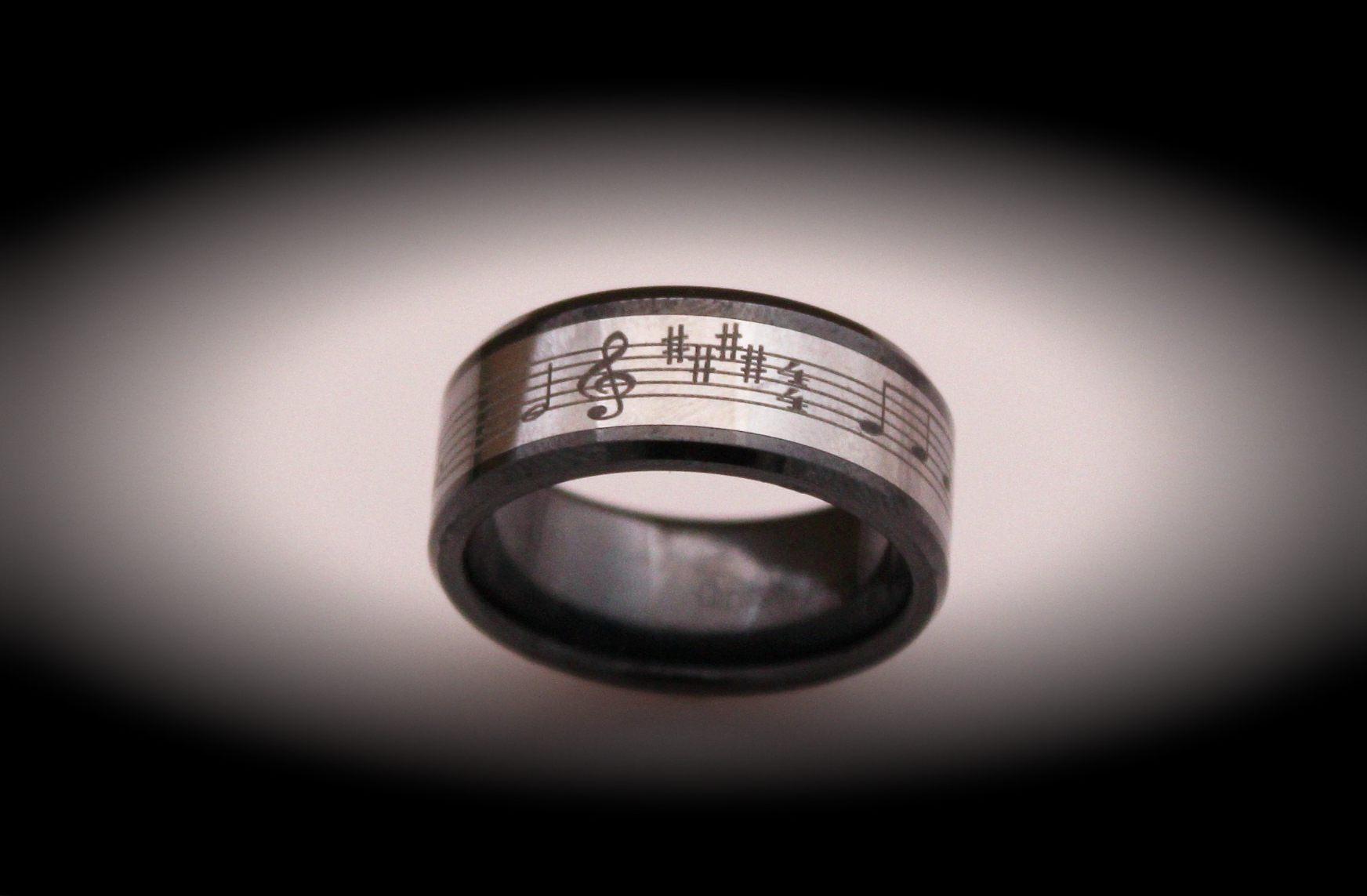 Music Ring - Tungsten and Ceramic Combination Ring -