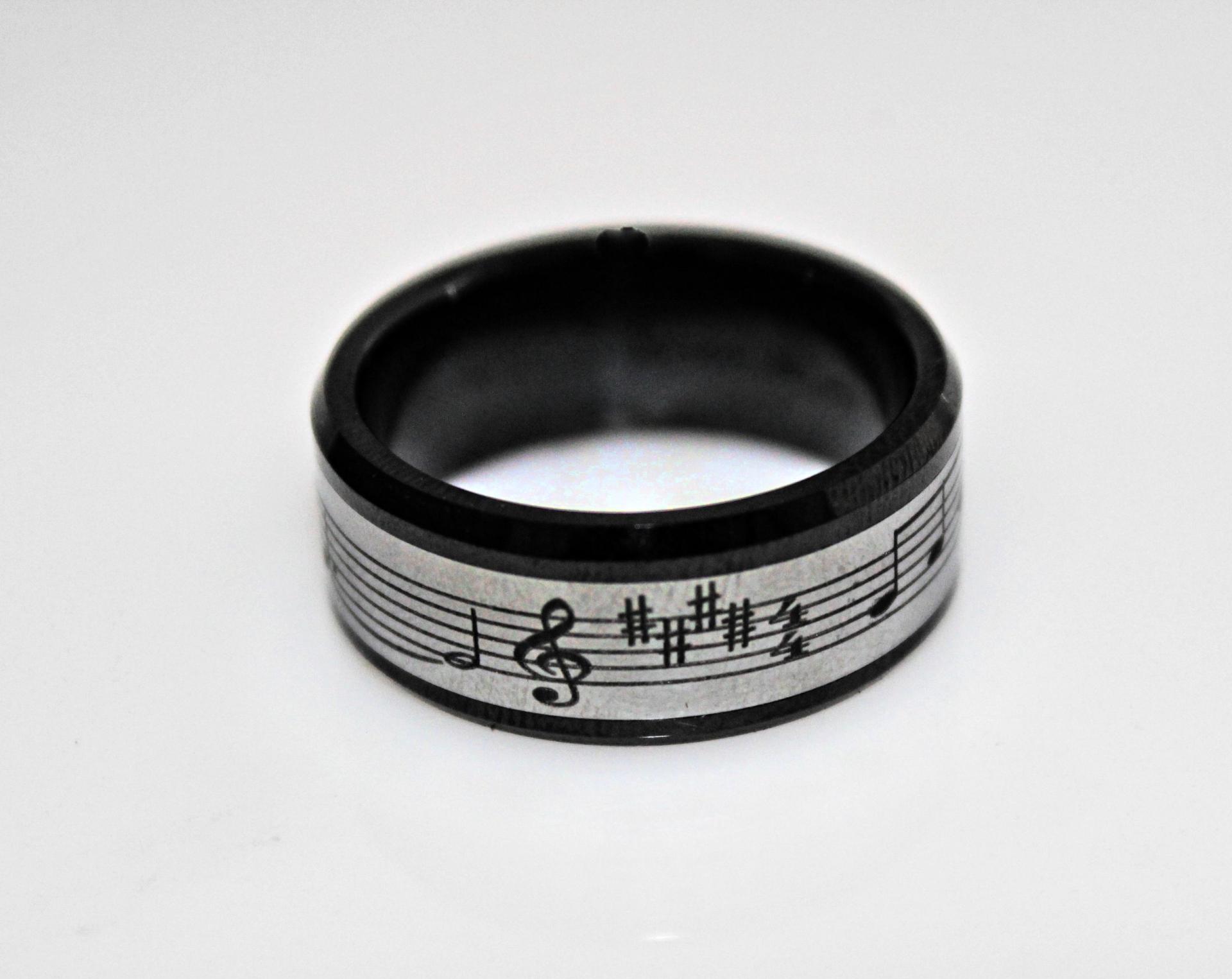 Music Ring - Tungsten and Ceramic Combination Ring -