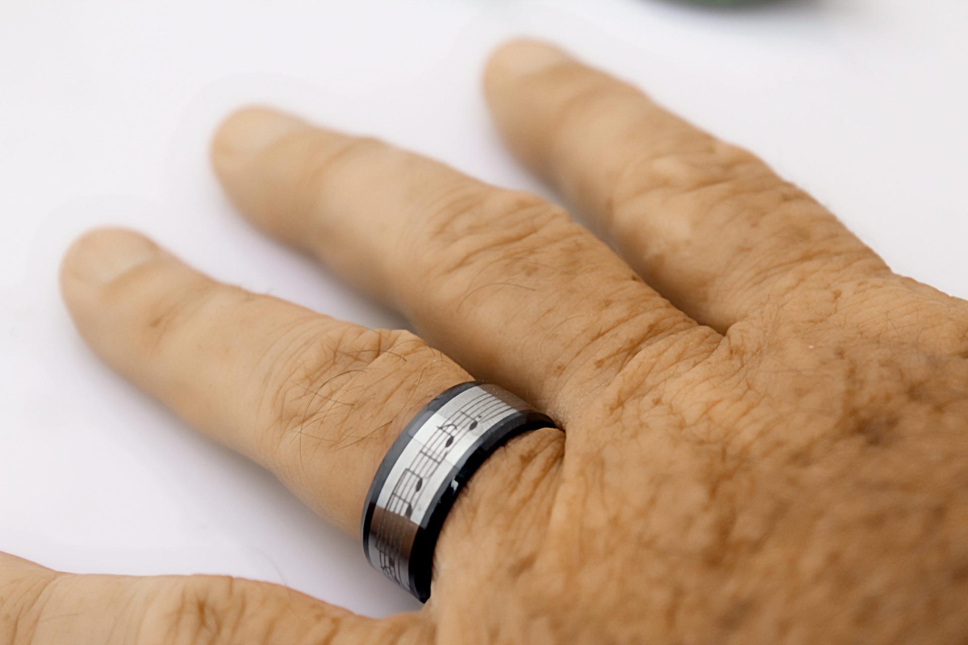 Music Ring - Tungsten and Ceramic Combination Ring -