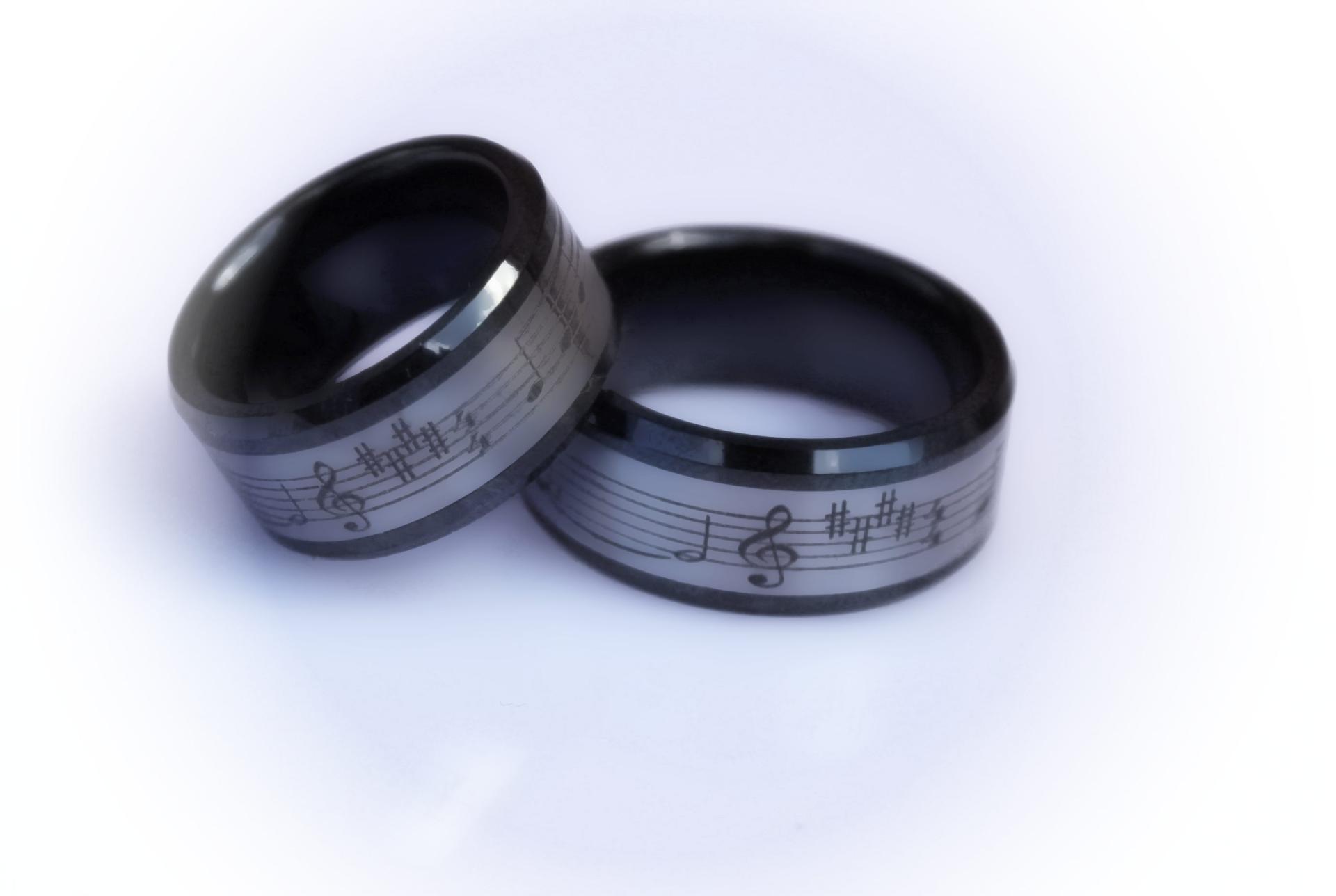 Music Ring - Tungsten and Ceramic Combination Ring -