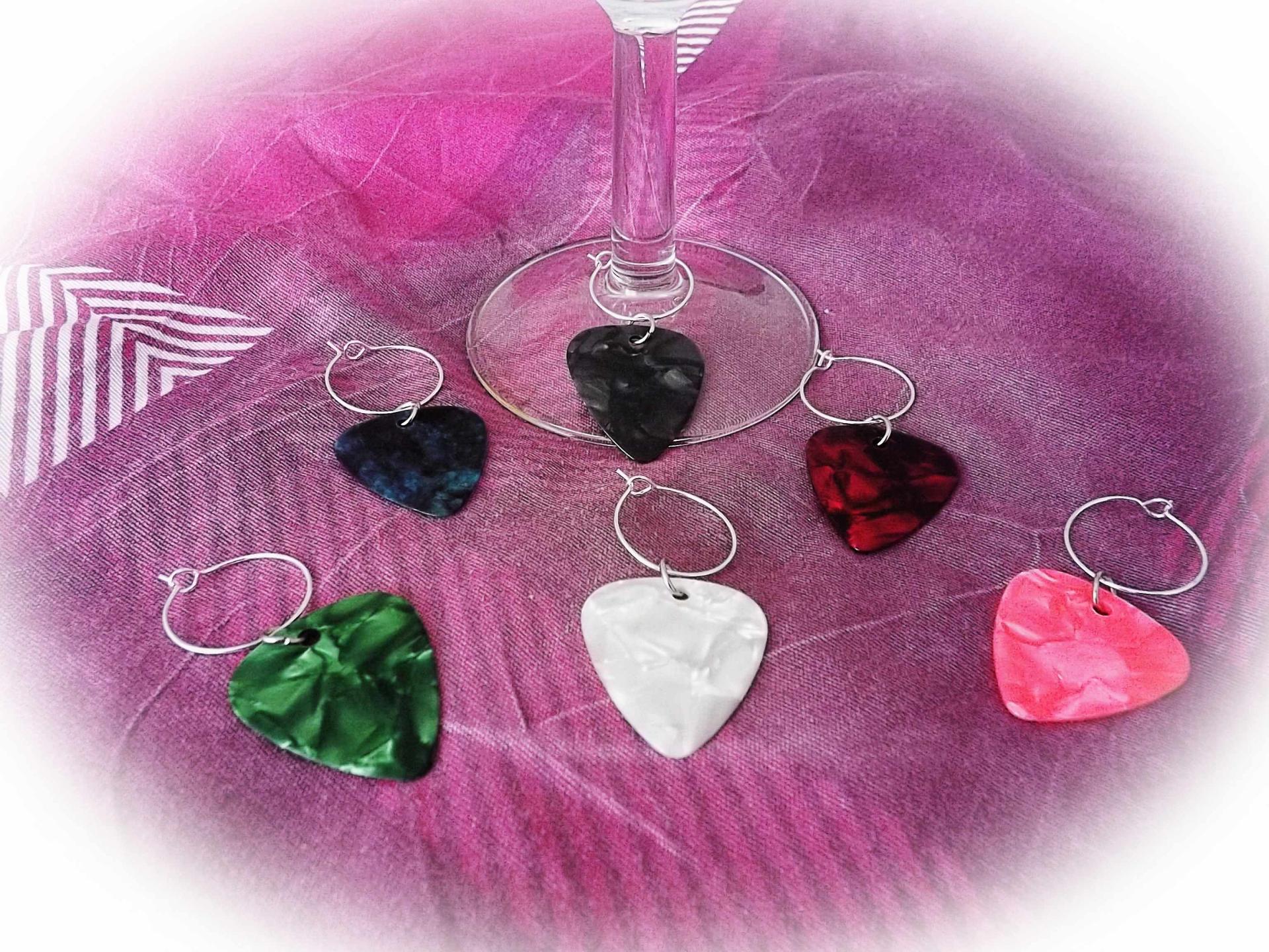 Wine Glass Charms - Guitar Pick Style