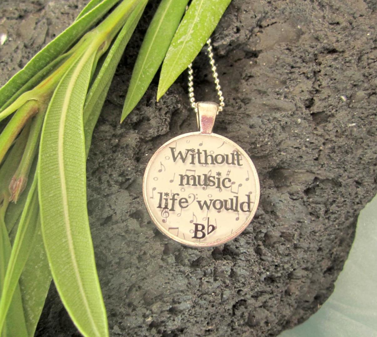 Without Music Life Would Bb - Funky Circle Resin Pendant