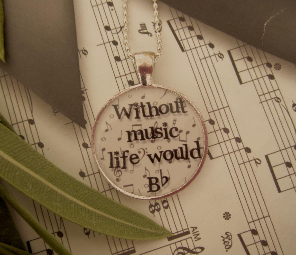 Without Music Life Would Bb - Funky Circle Resin Pendant