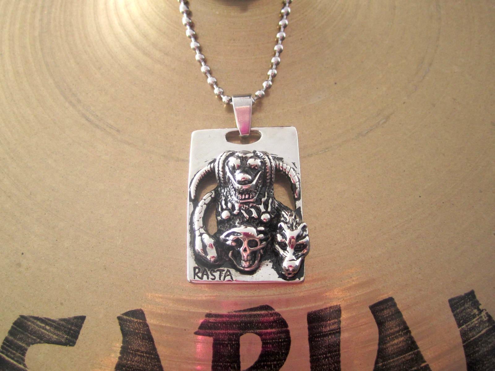 Wolf Skull Snake Rasta Tag Biker Pendant