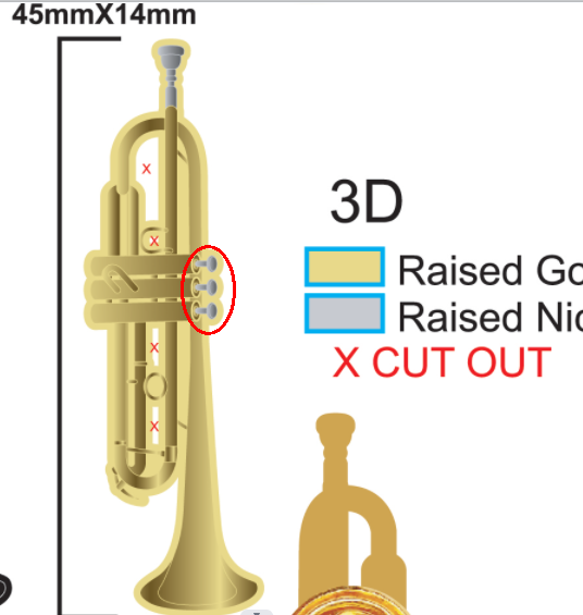 Trumpet Pin Badge 3D Design