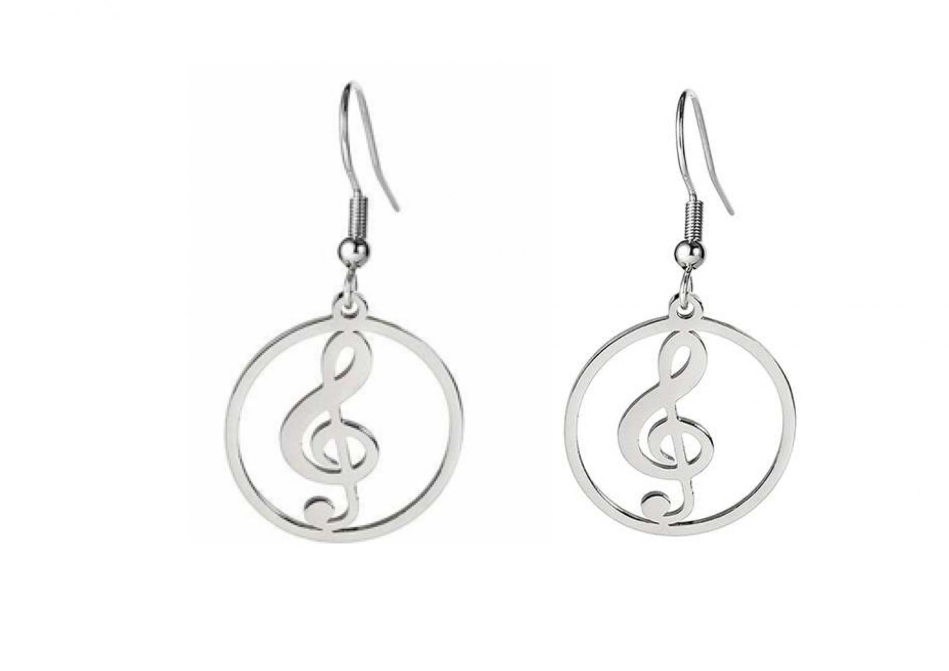 Treble Clef Circle Drop Earrings