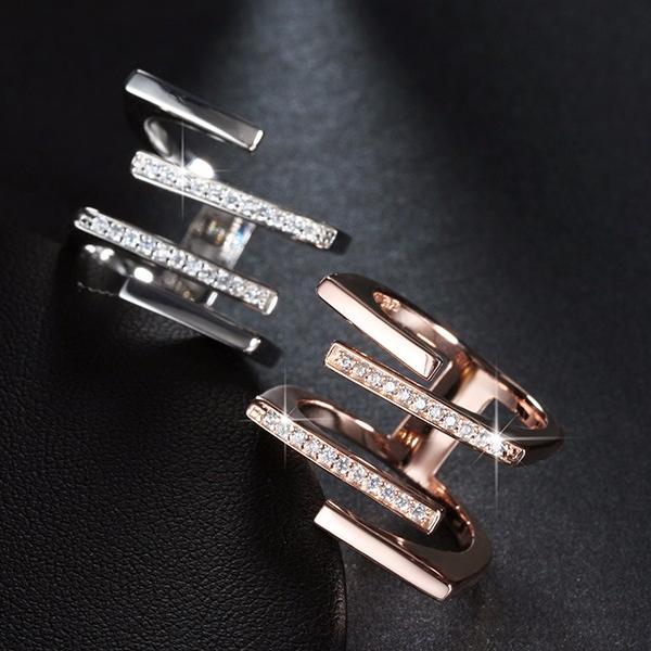 18K Rose Gold/Platinum Plated - Unique Geometric Design with Austrian Crystal