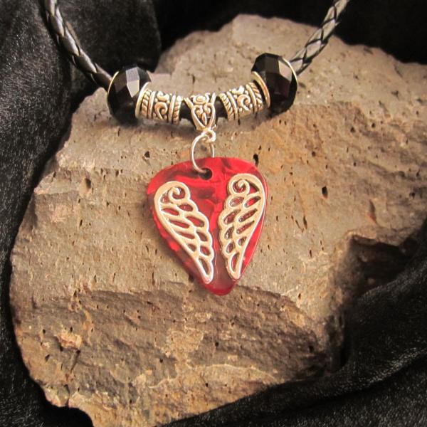 Guitar Pick Necklace with Angel Wings