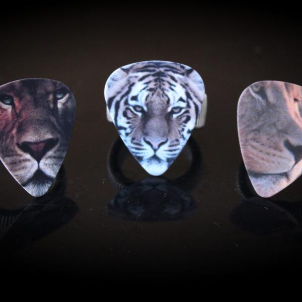 Guitar Pick Adjustable Ring - Lion or Tiger Design!