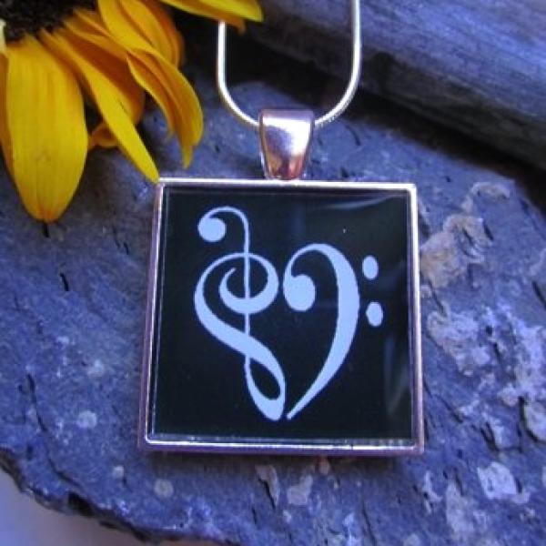 Bass Clef Resin Pendant