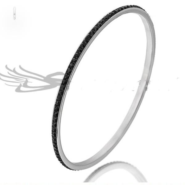 Black Crystal Stainless Steel Bangle