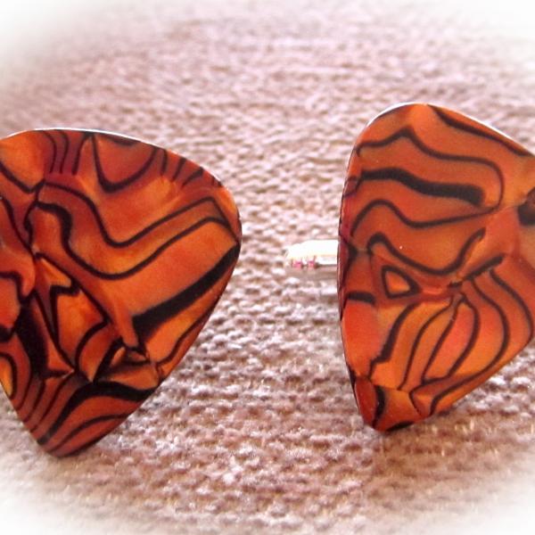 Guitar Pick Cufflinks - Bronze Pearl Style