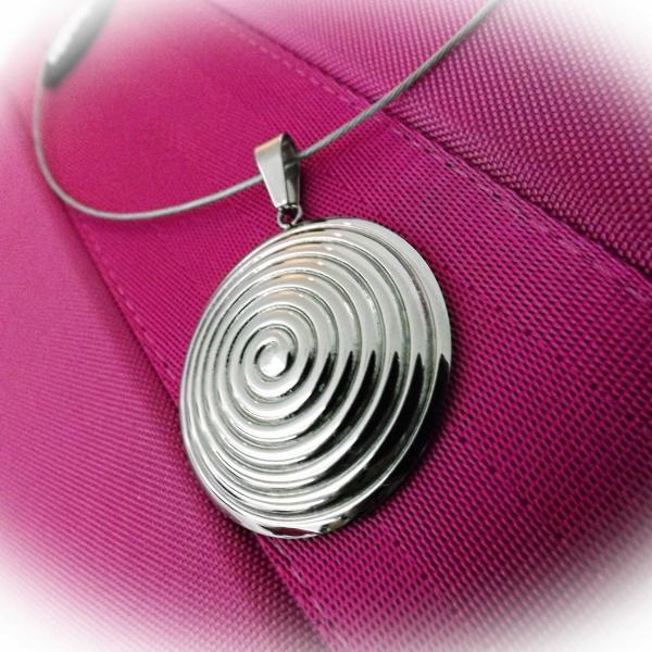 Bullseye Dome Circle Pendant in Stainless Steel - Customise This Piece!