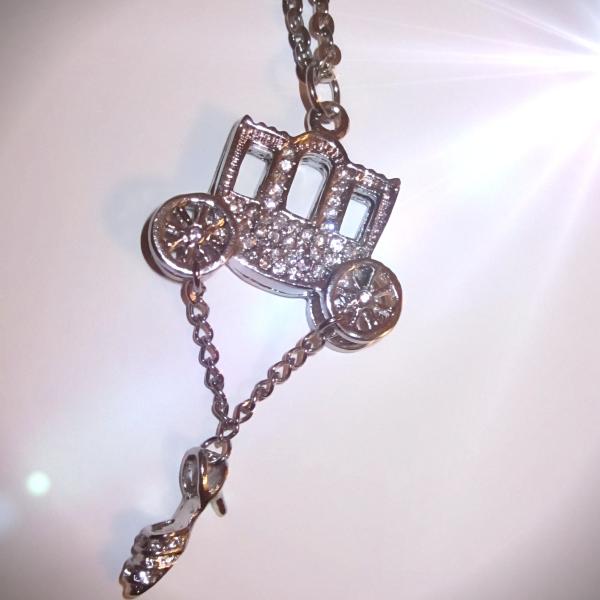 Cinderella Style fairy tale Necklace Carriage and Hanging Shoe Necklace