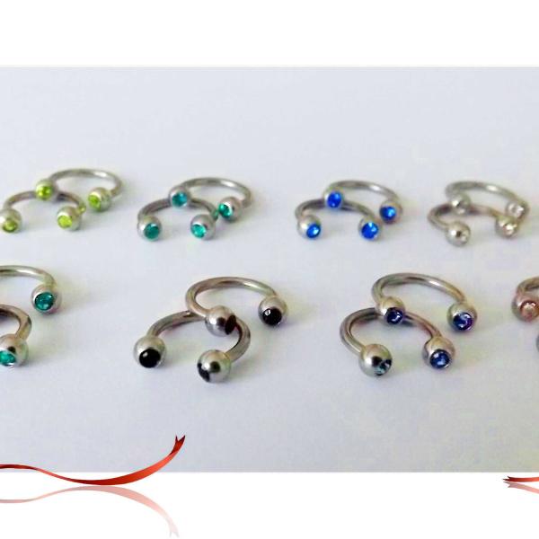 Circular Barbell horseshoe Body Jewelry With Crystal Gems