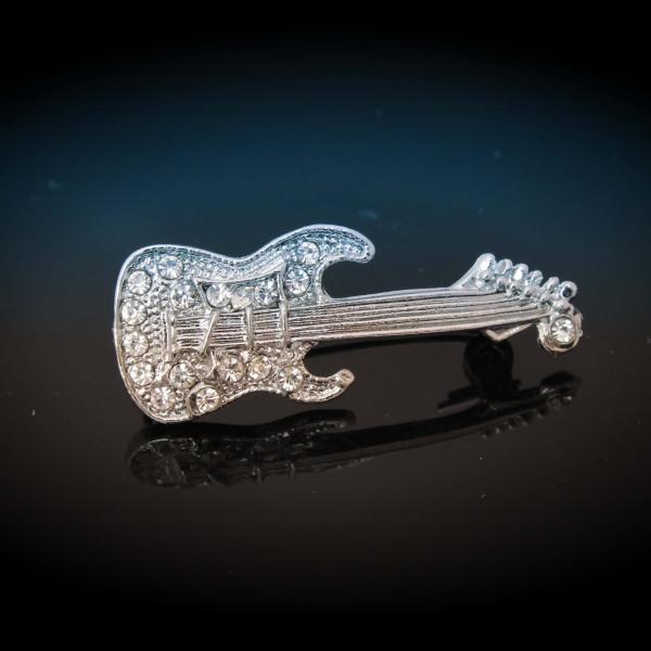 Crystal Guitar Brooch