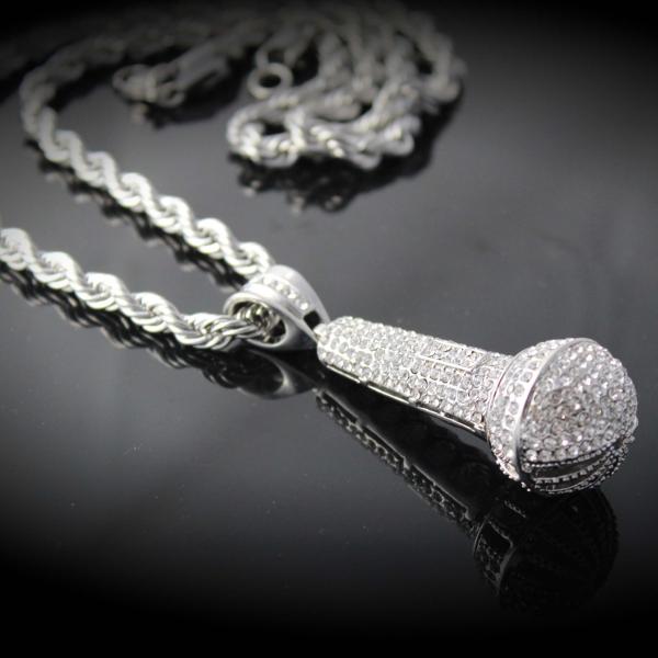 Crystal Microphone Pendant - Large Statement Size!