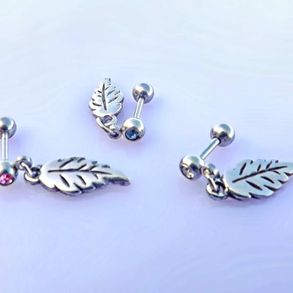 Falling Feather Dangle Cartilage Piercing Earrings