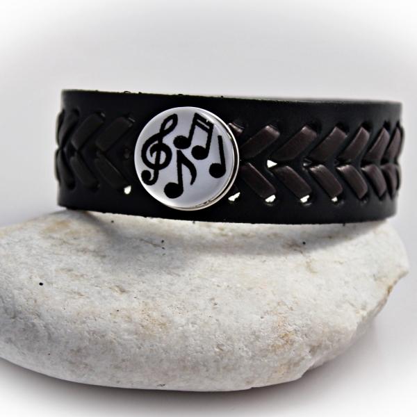 Leather Bracelet with Music Snap Buttons