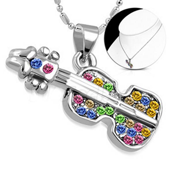 Acoustic Crystal  Guitar Music Necklace