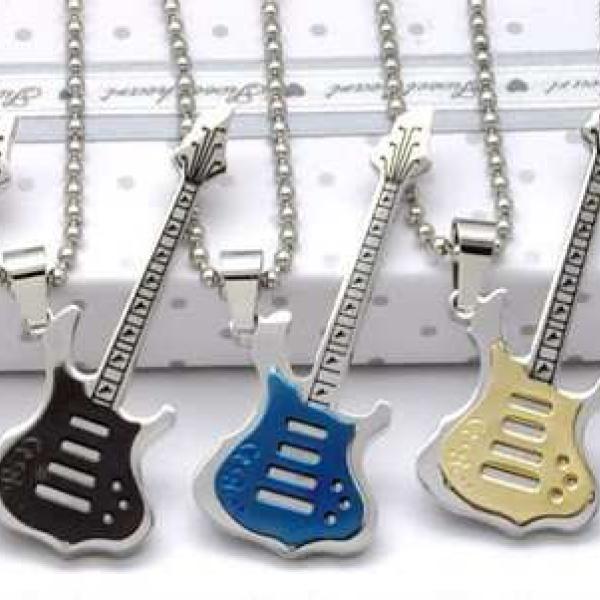 Titanium Guitar Pendants On Ball Chain - Choice of Colour and Chain