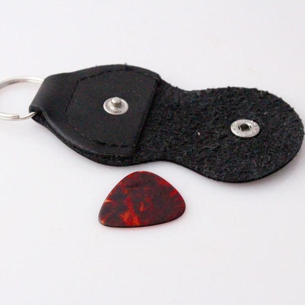 Guitar Pick Holder Keychain Genuine Leather